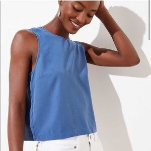 LOFT NWOT shirred back shell blue tank top